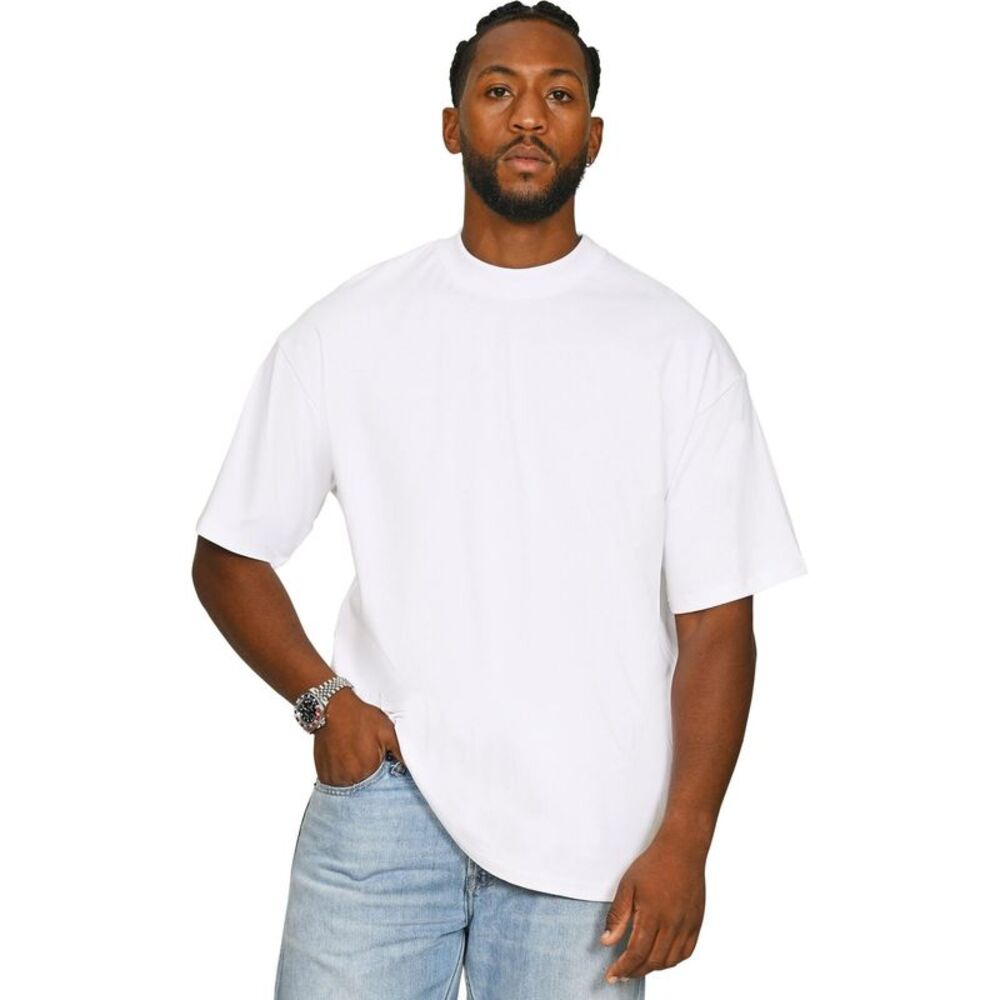 Casual Classics Mens Combed Ringspun Cotton Extended Neckline Oversized T-Shirt